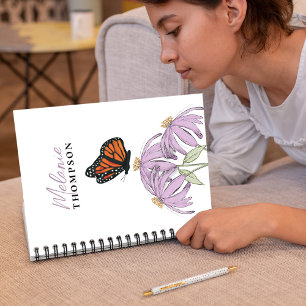 Watercolor Floral Butterfly Custom Notebook