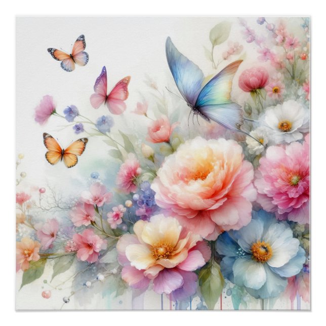 Watercolor Floral & Butterfly Dance Poster (Front)