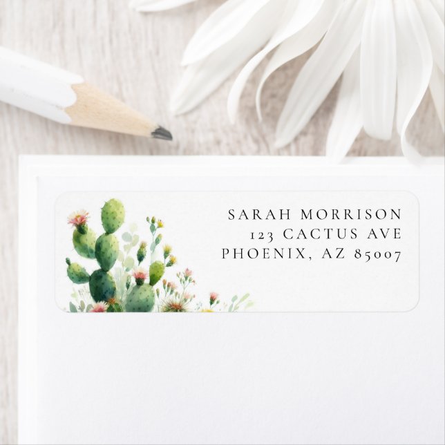 Watercolor Floral Cactus Personalised Address (Insitu)