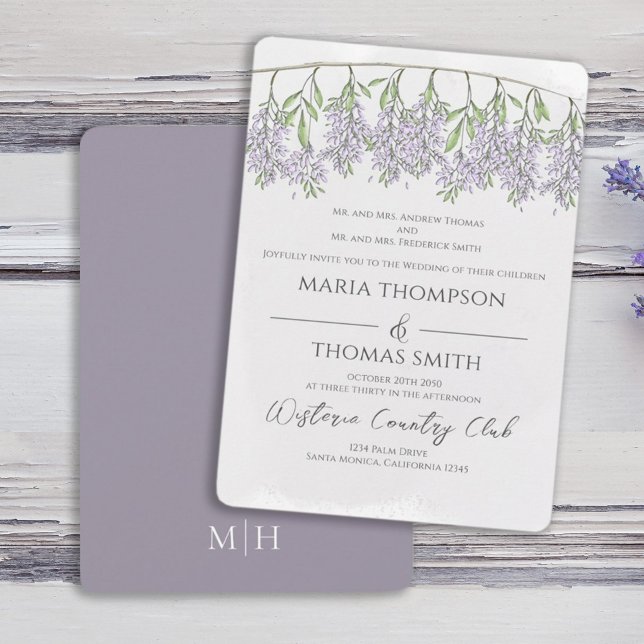 Watercolor Floral Calligraphy Script Wisteria Invitation (Creator Uploaded)