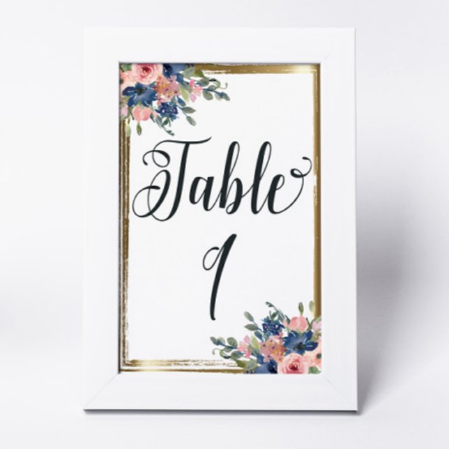 Watercolor Floral Calligraphy Table Number 1 (Creator Uploaded)