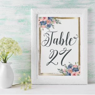 Watercolor Floral Calligraphy Table Number Card