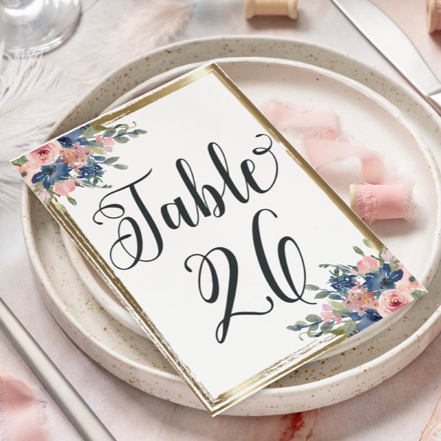 Watercolor Floral Calligraphy Table Number Card  (Creator Uploaded)