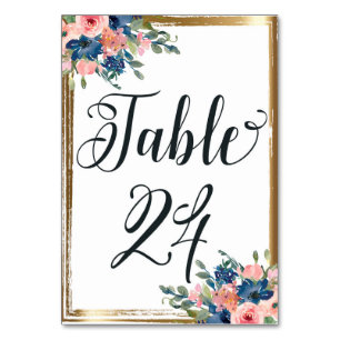 Watercolor Floral Calligraphy Table Number Card 24