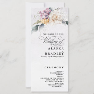 Watercolor Floral Calligraphy Wedding Program