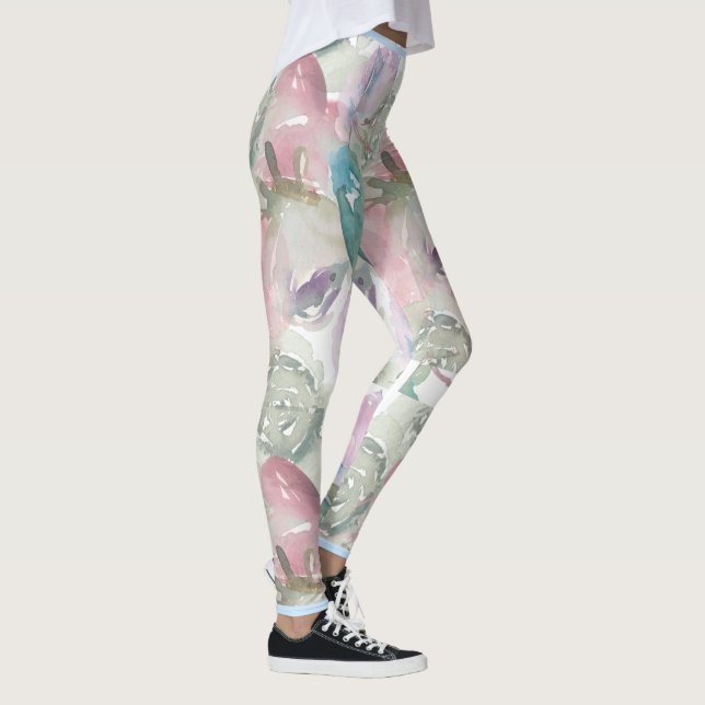 Watercolor Floral Canvas Leggings (Right)