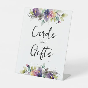Watercolor Floral Card & Gifts Pedestal Sign