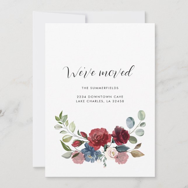 Watercolor Floral Change of Address Moving Announcement (Front)