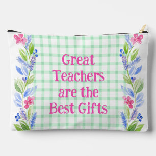 Watercolor Floral Check Teachers are Best Gift LG Accessory Pouch