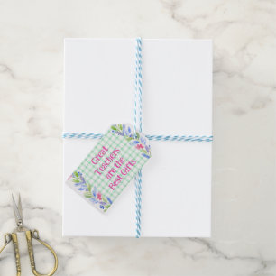 Watercolor Floral Check Teachers are Best Gift Tags