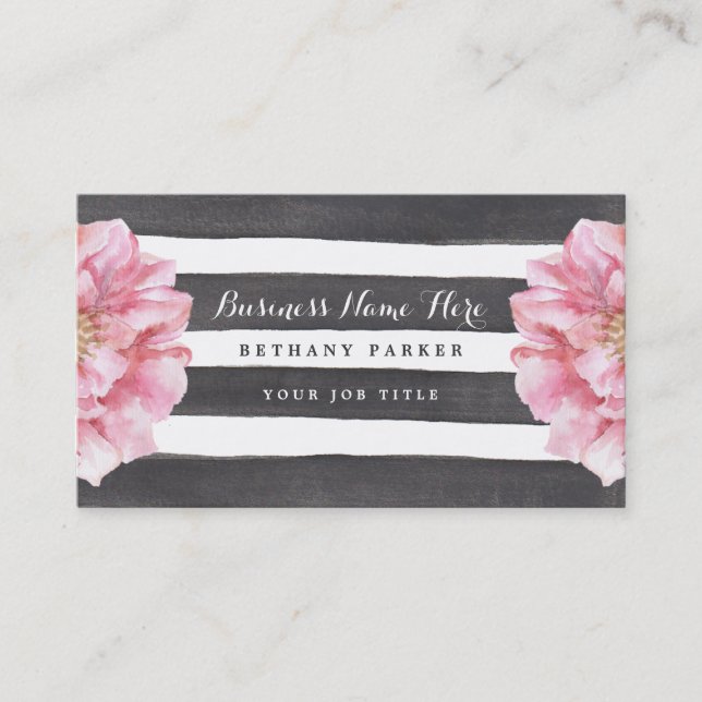 Watercolor Floral Chic Business Cards (Front)
