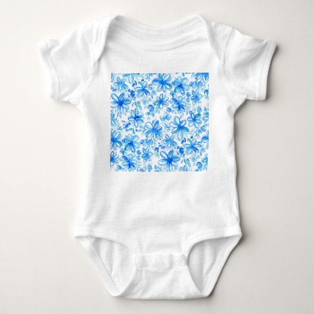 Watercolor Floral Chintz Cute Pattern Baby Bodysuit (Front)