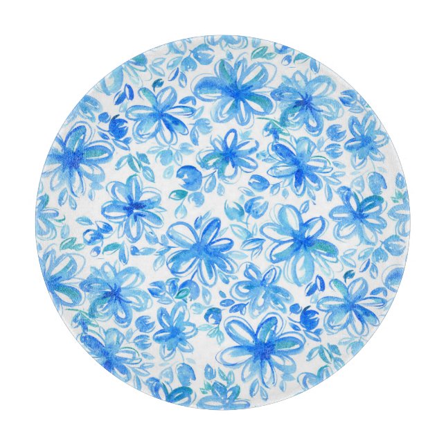Watercolor Floral Chintz Cute Pattern Cutting Board (Front)