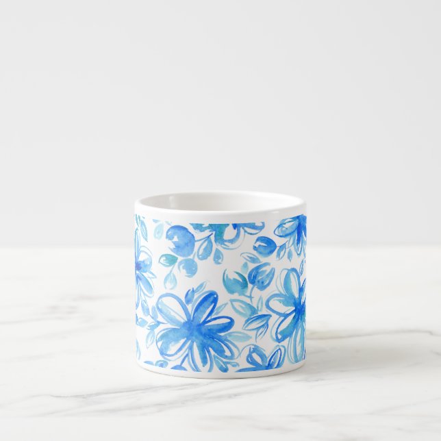 Watercolor Floral Chintz Cute Pattern Espresso Cup (Front)