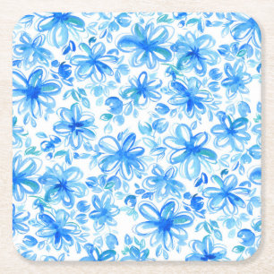 Watercolor Floral Chintz Cute Pattern Square Paper Coaster