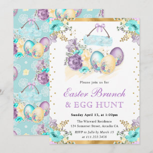 Watercolor Floral Chocolate Eggs Easter Brunch Invitation