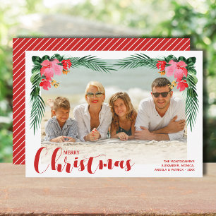 Watercolor Floral Christmas Photo Holiday Card