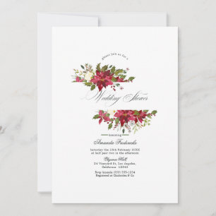 Watercolor Floral Christmas Wedding Shower Invitation