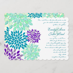 Watercolor Floral Chrysanthemum Wedding Invites