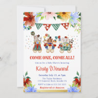 Watercolor Floral Circus Animals Baby Shower