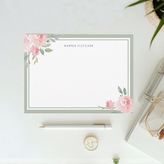 Watercolor Floral Classic Sage Border Card