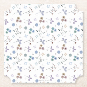 Watercolor Floral Coaster Blue 4x4
