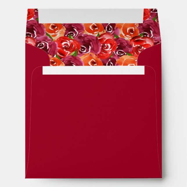 Watercolor Floral Collage Square Envelope (Back (Bottom))