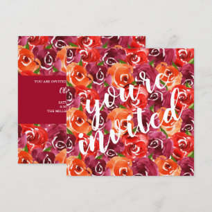 Watercolor Floral Collage Wedding Invitations