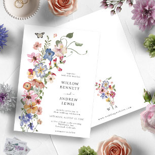 Watercolor Floral Colourful Wedding Invitation