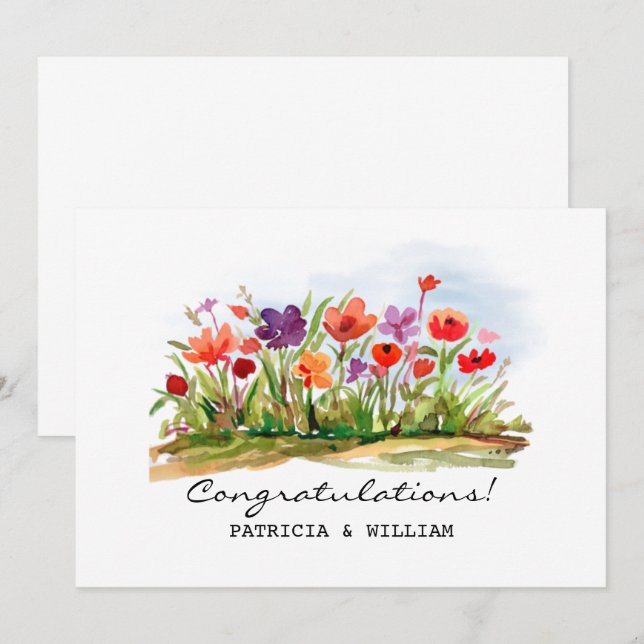 Watercolor Floral Congratulations Card (Front/Back)