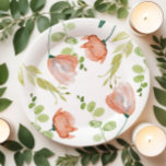 Watercolor Floral Coral Green Bridal Shower Paper Plate<br><div class="desc">Watercolor Floral Coral Green Bridal Shower Paper Plates</div>