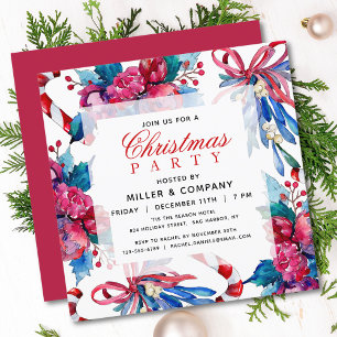 Watercolor Floral Corporate Christmas Party Invitation