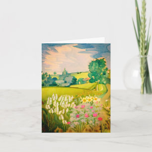 Watercolor floral countryside customisable card