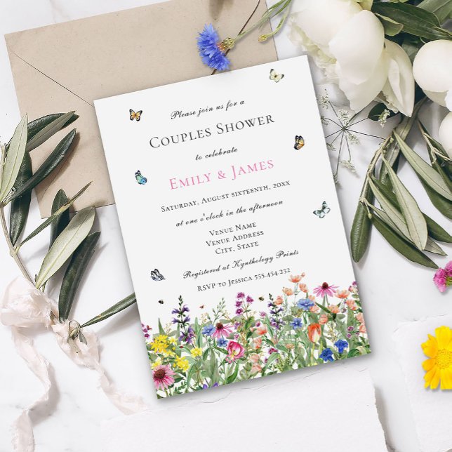 Watercolor Floral Couples Shower Invitation (Creator Uploaded)