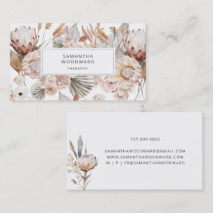 Watercolor Floral Cream Terracotta Therapist Business Card