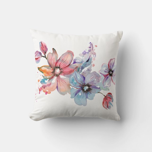 Watercolor floral cushion (Front)