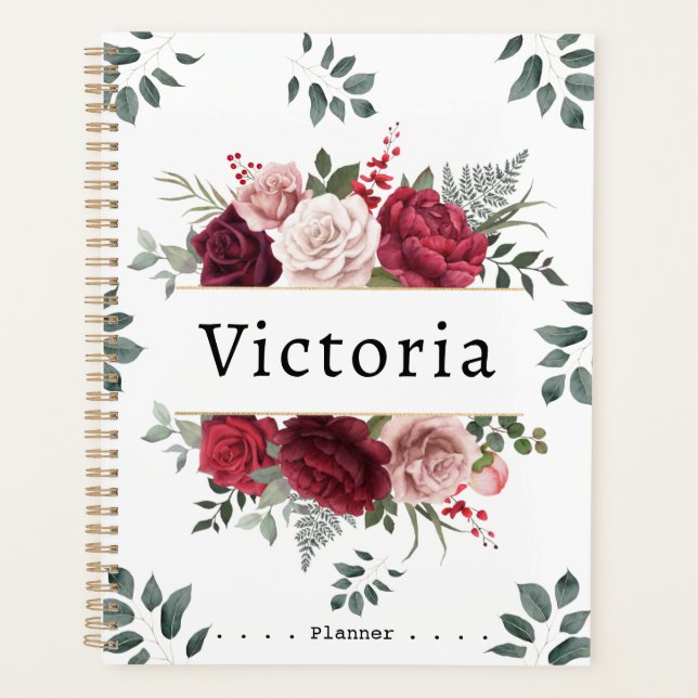 Watercolor Floral Custom Name Planner (Front)