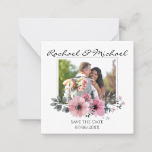 Watercolor Floral Custom Photo Save the Date Card