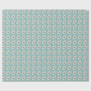 Watercolor Floral Daisy Duck Egg Blue Boho Wrapping Paper