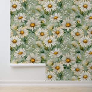 Watercolor Floral Daisy Garden Wallpaper