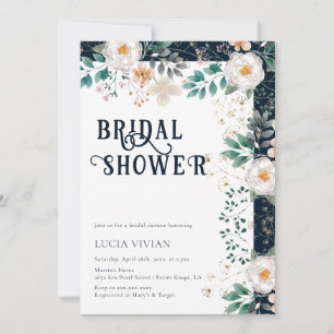 Watercolor Floral Deep In The Dream Bridal Shower Invitation