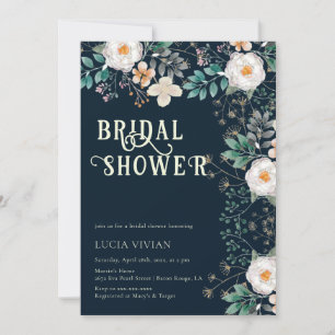 Watercolor Floral Deep In The Dream Bridal Shower Invitation