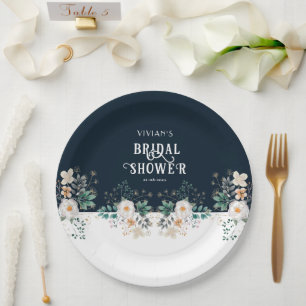 Watercolor Floral Deep In The Dream Bridal Shower Paper Plate