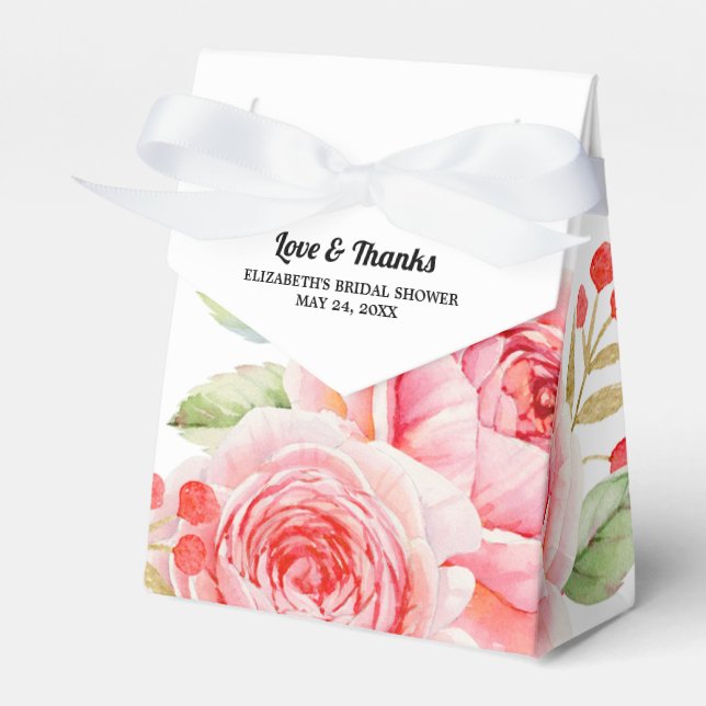 Watercolor Floral design Bridal Shower Favour Boxe Box (Front Side)