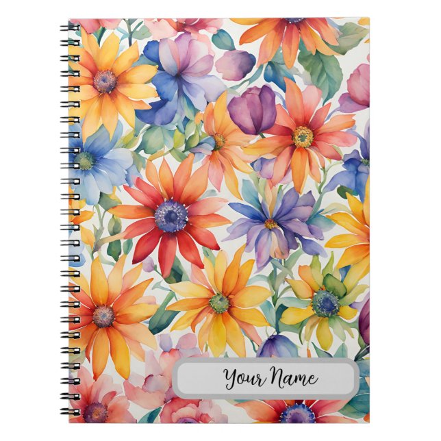 Watercolor Floral design Spiral Photo Notebook (Front)