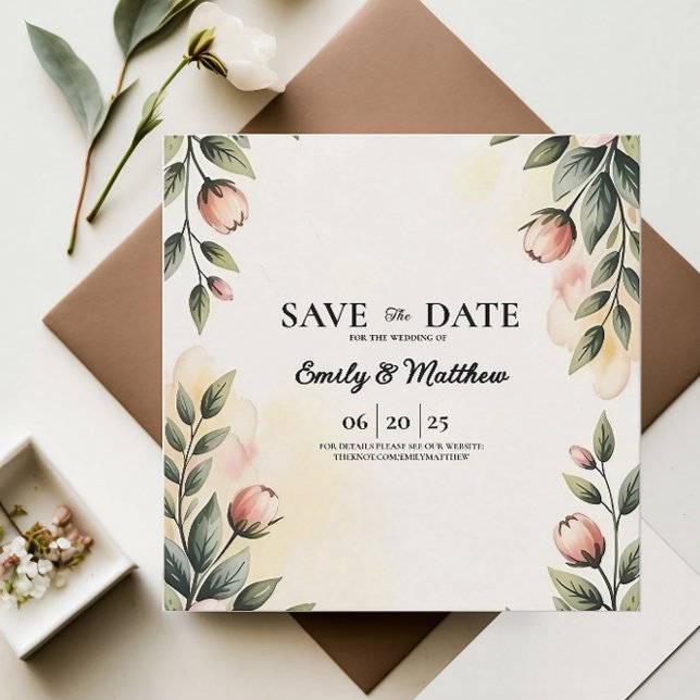 Watercolor Floral Designer Save The Date (Creator Uploaded)