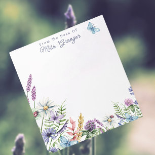 Watercolor Floral Desk of Teacher Back to School  Notepad