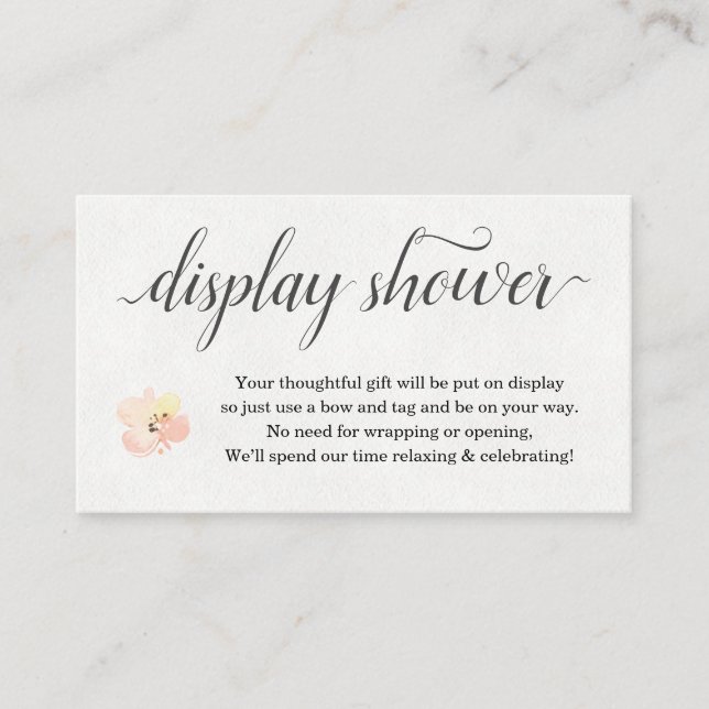 Watercolor Floral Display Shower Invitation Insert (Front)
