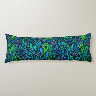 Watercolor floral doodles dark background body cushion