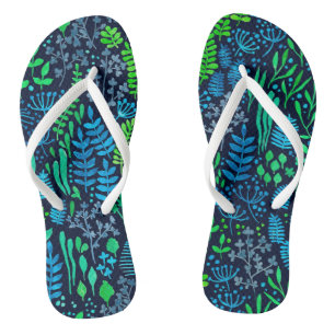 Watercolor floral doodles dark background jandals